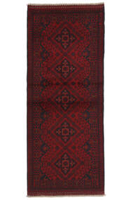 80X192 Tappeto Afghan Khal Mohammadi Orientale Passatoie Nero/Rosso Scuro (Lana, Afghanistan) Carpetvista