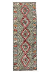  Orientalsk Kelim Afghan Old Style Teppe 85X243Løpere Mørk Grønn/Brun Ull, Afghanistan Carpetvista