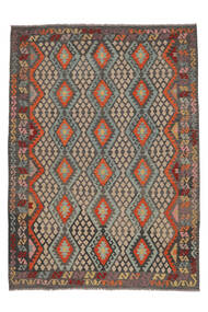 251X346 Tapis Kilim Afghan Old Style D'orient Noir/Marron Grand (Laine, Afghanistan) Carpetvista