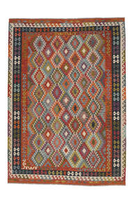 255X346 Kelim Afghan Old Style Teppe Orientalsk Brun/Mørk Rød Stort (Ull, Afghanistan) Carpetvista