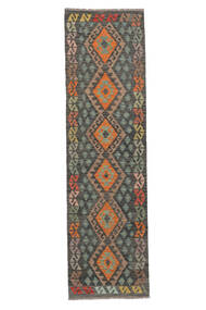81X281 Tapis Kilim Afghan Old Style D'orient De Couloir Noir/Marron (Laine, Afghanistan) Carpetvista