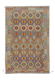  Orientalisk Kelim Afghan Old Style Matta 200X300 Brun/Orange Ull, Afghanistan Carpetvista