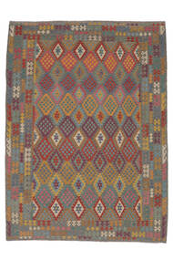  297X404 Kelim Afghan Old Style Matot Matto Ruskea/Tummanvihreä Afganistan Carpetvista