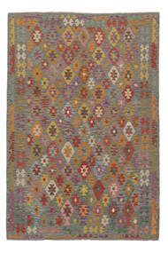 絨毯 オリエンタル キリム アフガン オールド スタイル 197X293 茶色/ダークイエロー (ウール, アフガニスタン)