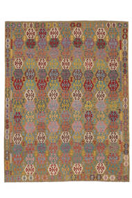  Kelim Afghan Old Style Teppe 307X392 Brun/Grønn Carpetvista