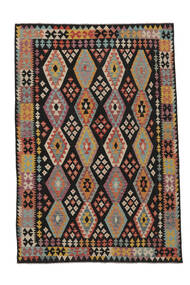  Kilim Afghan Old Style Rug 203X294 Black/Brown Carpetvista