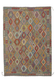 203X287 Kilim Afghan Old Style Rug Oriental Brown/Dark Yellow (Wool, Afghanistan) Carpetvista