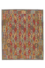 Tapete Kilim Afegão Old Style 250X300 Castanho/Vermelho Escuro Grande (Lã, Afeganistão)