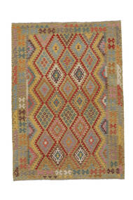  206X288 Kelim Afghan Old Style Matot Matto Ruskea/Tummanpunainen Afganistan Carpetvista