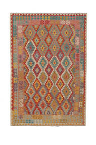  Kilim Afghan Old Style Tapis 200X290 De Laine Marron/Rouge Foncé Carpetvista
