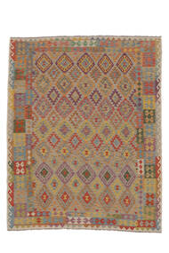 244X302 絨毯 キリム アフガン オールド スタイル オリエンタル 茶色/ダークグリーン (ウール, アフガニスタン) Carpetvista