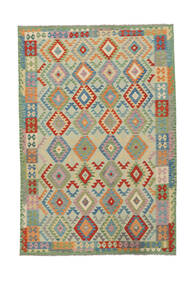  Kelim Afghan Old Style Matot 209X298 Vihreä/Tummanvihreä Carpetvista