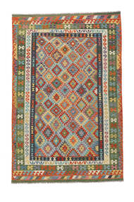  Orientalsk Kelim Afghan Old Style Teppe 197X300 Svart/Mørk Rød Ull, Afghanistan Carpetvista