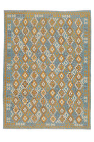 266X359 絨毯 キリム アフガン オールド スタイル オリエンタル 茶色/ダークターコイズ 大きな (ウール, アフガニスタン) Carpetvista