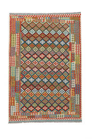  Oriental Kilim Afghan Old Style Rug 200X295 Dark Yellow/Dark Red Wool, Afghanistan Carpetvista