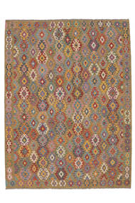 263X349 絨毯 キリム アフガン オールド スタイル オリエンタル 茶色/ダークレッド 大きな (ウール, アフガニスタン) Carpetvista