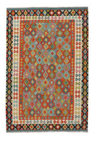  198X298 Kelim Afghan Old Style Matot Matto Tummanpunainen/Vihreä Afganistan Carpetvista