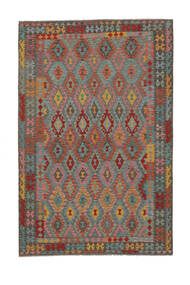 204X308 Kilim Afghan Old Style Rug Oriental Brown/Dark Green (Wool, Afghanistan) Carpetvista