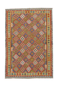  Orientalischer Kelim Afghan Old Stil Teppich 203X298 Dunkelgelb/Dunkelrot Wolle, Afghanistan Carpetvista