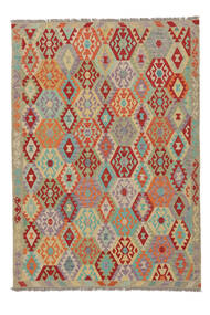  204X290 Kelim Afghan Old Style Matot Matto Tummankeltainen/Tummanpunainen Afganistan Carpetvista