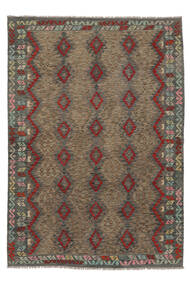 Kelim Afghan Old Style Teppe 207X297 Brun/Svart Ull, Afghanistan Carpetvista