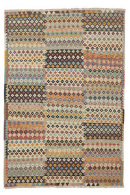 200X294 絨毯 オリエンタル キリム アフガン オールド スタイル 茶色/ベージュ (ウール, アフガニスタン) Carpetvista