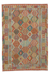 Kelim Afghan Old Style Matta 205X297 Brun/Mörkgul Ull, Afghanistan Carpetvista