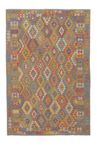 201X304 Kelim Afghan Old Stil Teppich Braun/Dunkelgrau Afghanistan Carpetvista