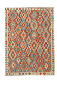  Orientalischer Kelim Afghan Old Stil Teppich 213X291 Dunkelgelb/Dunkelrot Wolle, Afghanistan Carpetvista