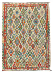  Orientalsk Kelim Afghan Old Style Teppe 207X290 Oransje/Mørk Grønn Ull, Afghanistan Carpetvista