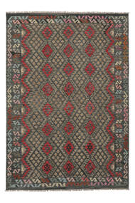  Kelim Afghan Old Style Matot 207X290 Musta/Ruskea Carpetvista