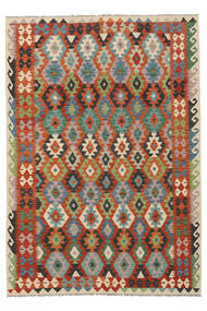  203X292 Kelim Afghan Old Style Matot Matto Tummanpunainen/Musta Afganistan Carpetvista