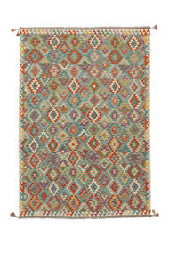  Oriental Kilim Afghan Old Style Rug 200X294 Green/Dark Red Wool, Afghanistan Carpetvista