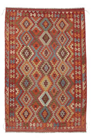 絨毯 キリム アフガン オールド スタイル 201X302 ダークレッド/茶色 (ウール, アフガニスタン)
