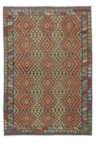 204X296 Kilim Afghan Old Style Rug Oriental Brown/Black (Wool, Afghanistan) Carpetvista