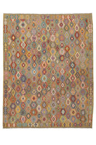  Kelim Afghan Old Style Matot 310X387 Ruskea/Vihreä Carpetvista