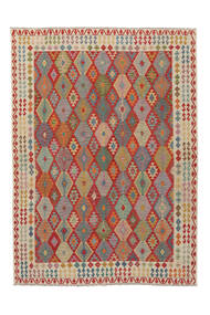  Orientalisk Kelim Afghan Old Style Matta 251X347 Mörkröd/Brun Stor Ull, Afghanistan Carpetvista