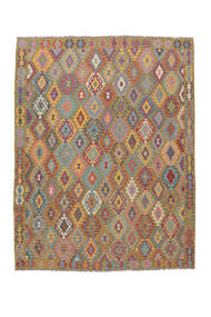 269X350 Kelim Afghan Old Stil Teppich Orientalischer Braun/Dunkelrot Großer (Wolle, Afghanistan) Carpetvista