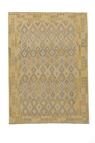 249X345 Kelim Afghan Old Style Teppe Orientalsk Oransje/Brun (Ull, Afghanistan) Carpetvista
