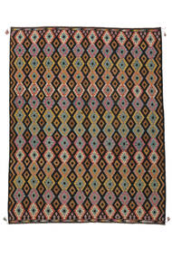  Orientalsk Kelim Afghan Old Style Tæppe 308X387 Sort/Brun Stort Uld, Afghanistan Carpetvista