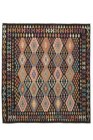  262X293 Kelim Afghan Old Style Matot Matto Musta/Ruskea Afganistan Carpetvista