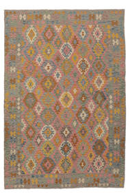 Kelim Afghan Old Style Vloerkleed 205X297 Bruin/Donker Geel Wol, Afghanistan Carpetvista