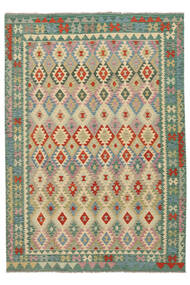 205X290 Alfombra Oriental Kilim Afghan Old Style Naranja/Verde Oscuro (Lana, Afganistán) Carpetvista