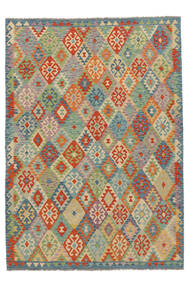 205X292 Kilim Afghan Old Style Rug Oriental Dark Green/Orange (Wool, Afghanistan) Carpetvista