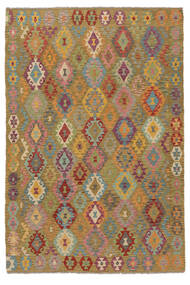 202X297 Kelim Afghan Old Stil Teppich Orientalischer Braun/Orange (Wolle, Afghanistan) Carpetvista
