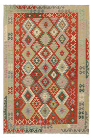  203X299 Kelim Afghan Old Style Matot Matto Tummankeltainen/Tummanpunainen Afganistan Carpetvista