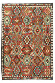 200X294 Kelim Afghan Old Style Teppe Orientalsk Brun/Mørk Rød (Ull, Afghanistan) Carpetvista