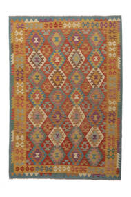  205X290 Kelim Afghan Old Style Matot Matto Ruskea/Tummanpunainen Afganistan Carpetvista