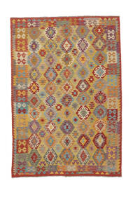  201X290 Kilim Afghan Old Style Rug Brown/Orange Afghanistan Carpetvista