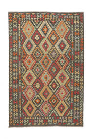 199X304 Kelim Afghan Old Style Matta Orientalisk Brun/Grön (Ull, Afghanistan) Carpetvista